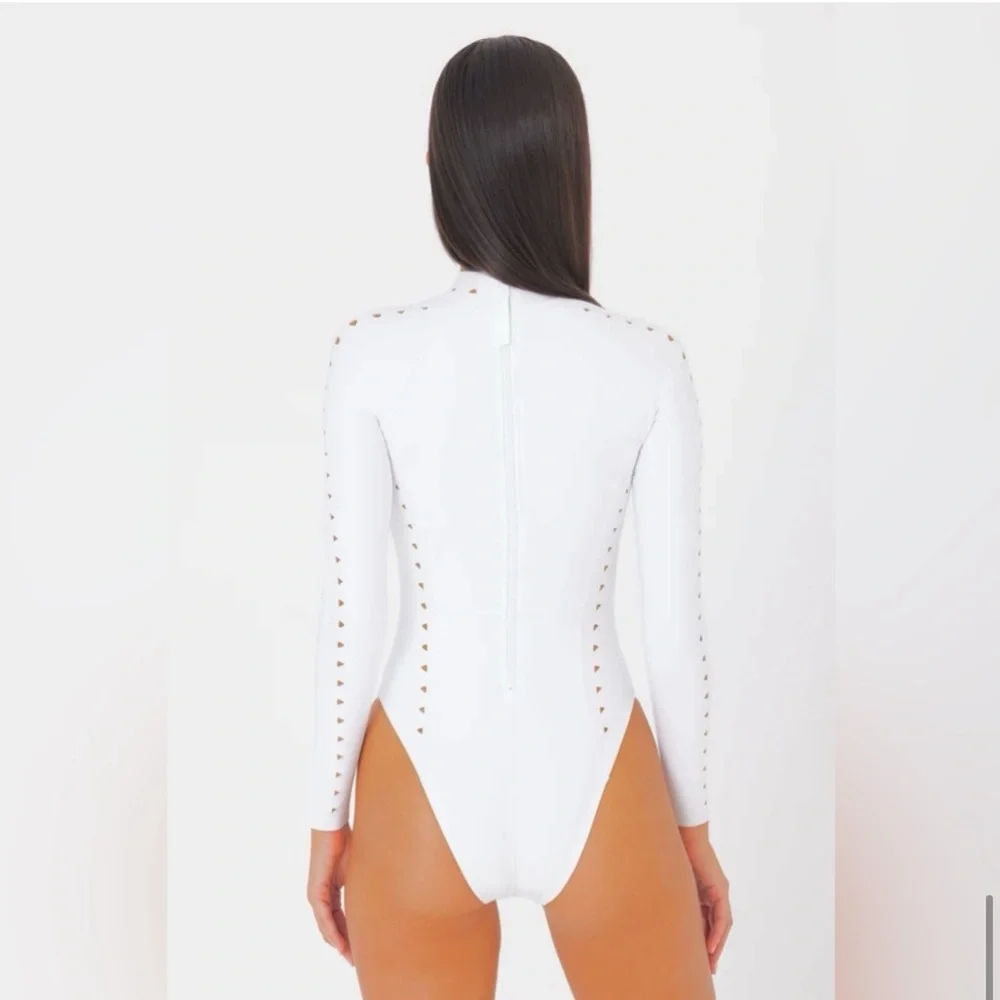 FREE PEOPLE GIGI C Laurel Cutout Scuba Surfsuit NEW One Piece Swimsuit White S
